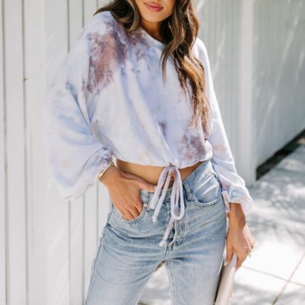 Cropped Drawstring Tie Dye Top - Picture 5 of 8